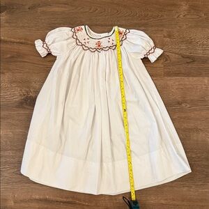Sweet Angela White smocked Holiday Bears rosebuds dress Size 24 mos